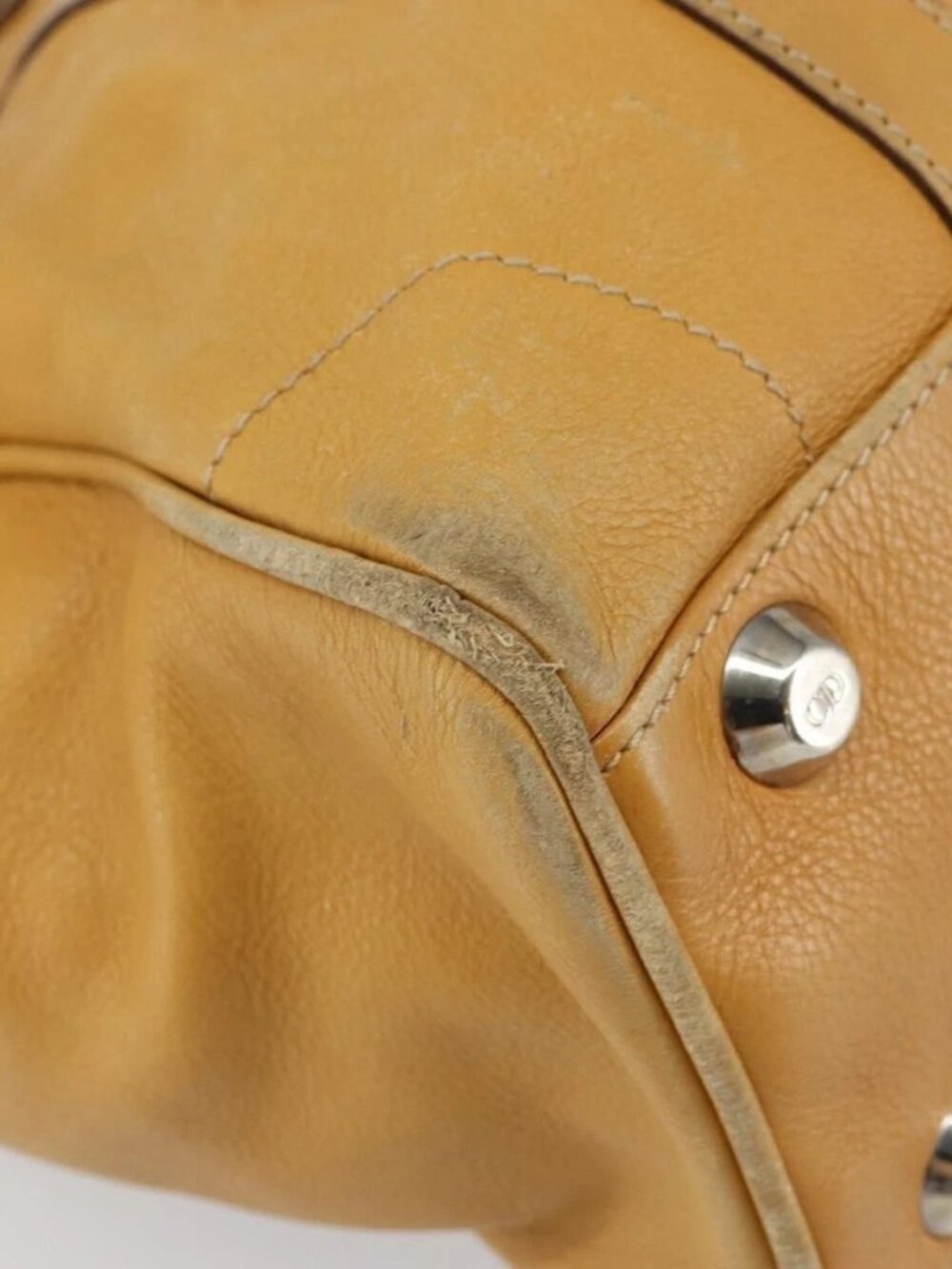 Christian Dior Hand Bag Leather Beige Silver Auth ep13147 - Picture 4 of 16